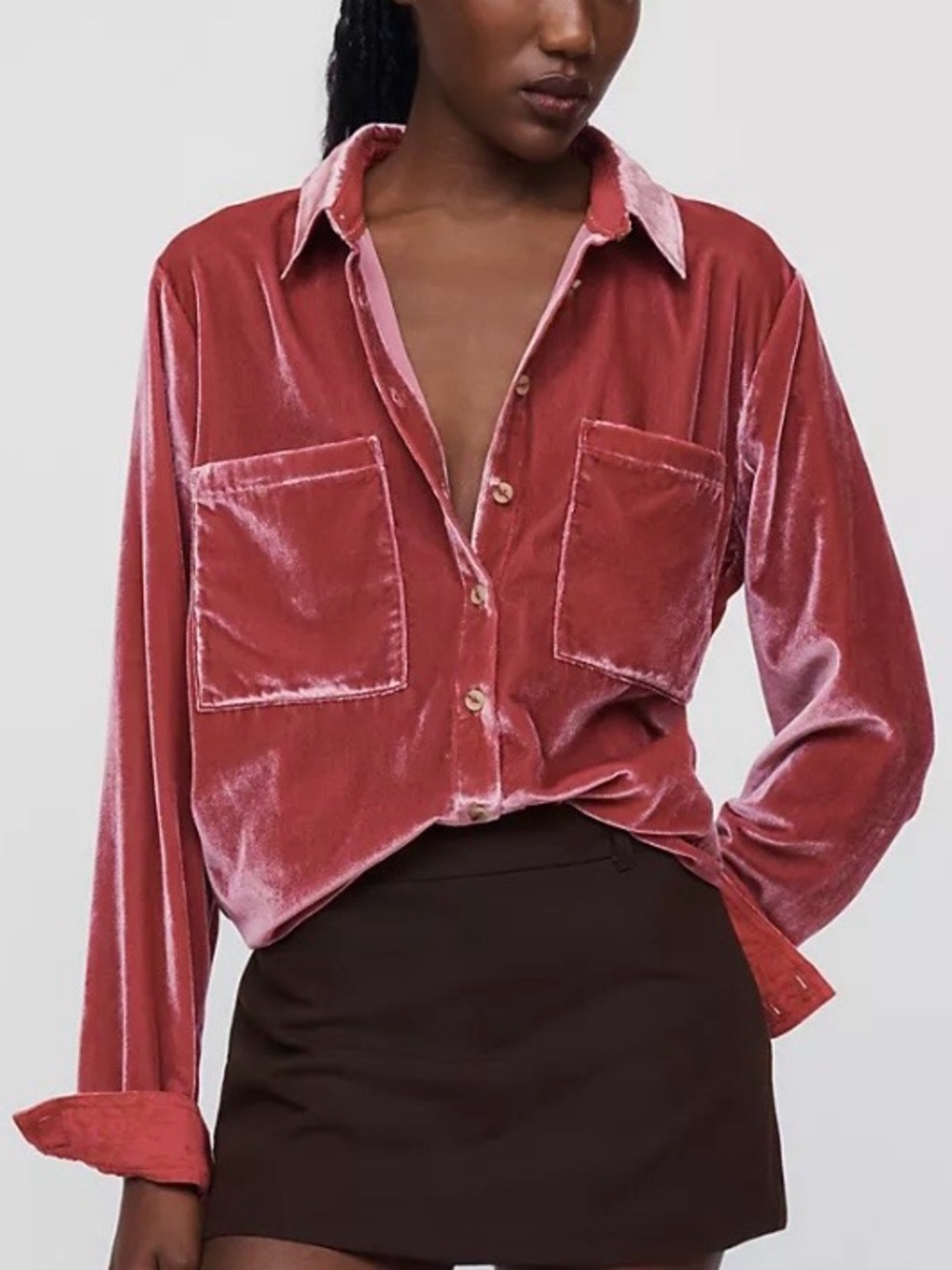 Pilcro Moss Velvet Button-Front Shirt NWT
